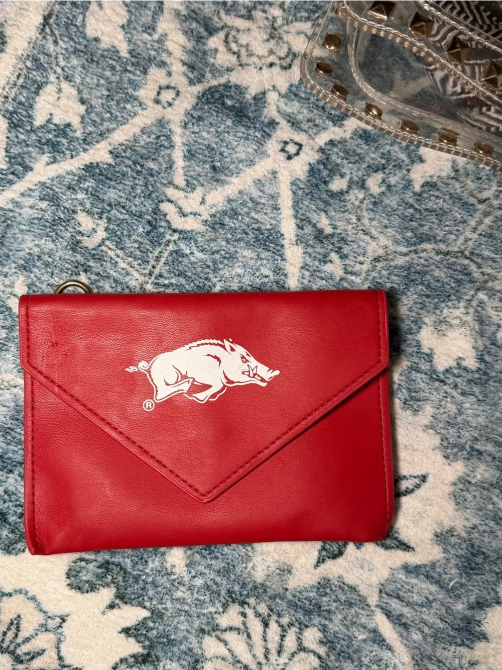 Razorbacks Women's Clear Crossbody Bag with Red Insert and Stud Accents